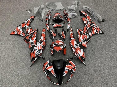 Carenagens Moto Kawasaki ZX6R 2009-2012 - Vermelho Branco Preto Camouflage