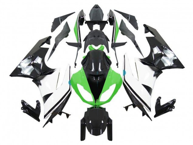 Carenagens Moto Kawasaki ZX6R 2009-2012 - Verde Branco Preto Brilhante