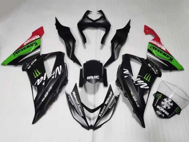 Carenagens Moto Kawasaki ZX6R 2013-2018 - Preto Fosco Verde Vermelho Branco Monstro Neve