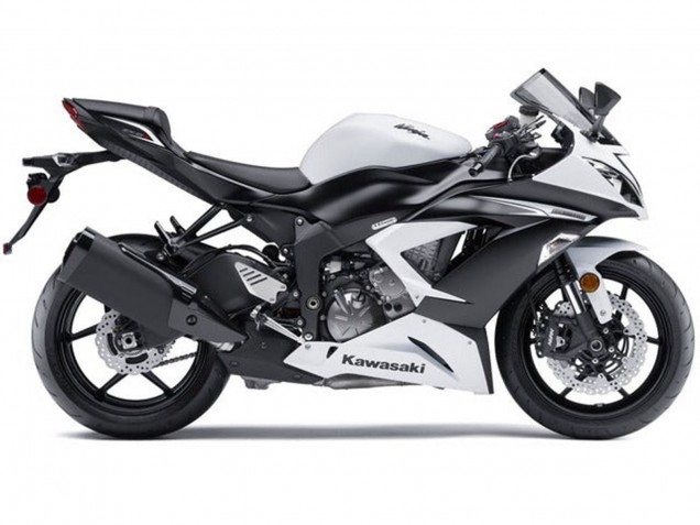 Kit Carenagens Moto Kawasaki ZX6R 2013-2018 - Branco Preto Fosco