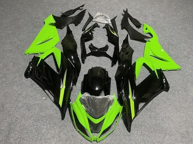 Carenagens Moto Kawasaki ZX6R 2013-2018 - Verde Claro Preto Brilhante
