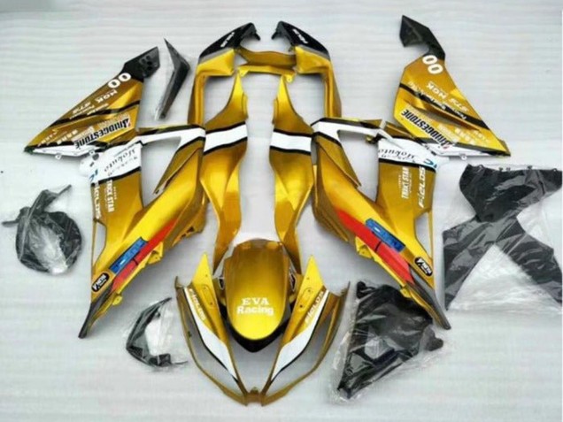 Carenagens Moto Kawasaki ZX6R 2013-2018 - Ouro Branco Preto