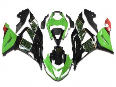 Carenagens Moto Kawasaki ZX6R 2013-2018 - Verde Preto Vermelho Honeycomb