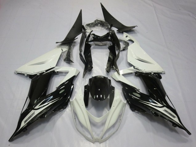 Carenagens Moto Kawasaki ZX6R 2013-2018 - Branco Pérola Preto Brilhante