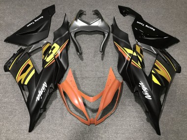 Carenagens Moto Kawasaki ZX6R 2013-2018 - Preto Fosco Laranja Ouro