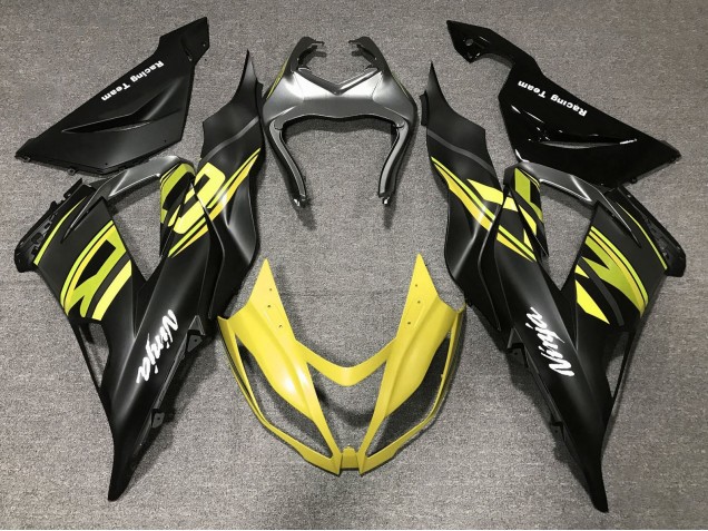 Carenagens Moto Kawasaki ZX6R 2013-2018 - Preto Fosco Amarelo