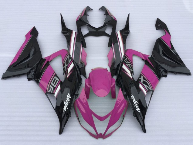 Carenagens Moto Kawasaki ZX6R 2013-2018 - Rosa Preto Branco