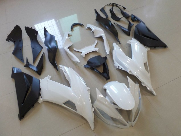 Carenagem Moto Kawasaki ZX6R 2013-2018 - Branco Preto Fosco