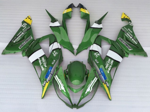 Carenagens Moto Kawasaki ZX6R 2013-2018 - Verde Amarelo Azul Branco