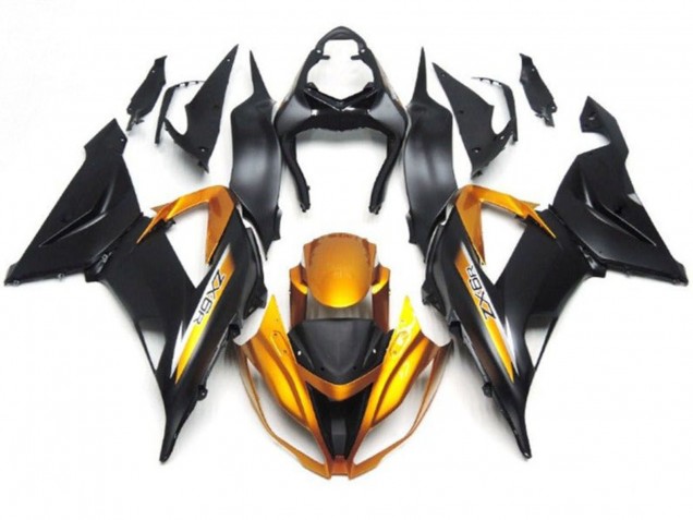 Carenagens Moto Kawasaki ZX6R 2013-2018 - Preto Fosco Ouro