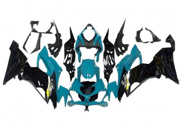 Carenagens Moto Kawasaki ZX6R 2019-2022 - Azul Petróleo Preto Brilhante Amarelo