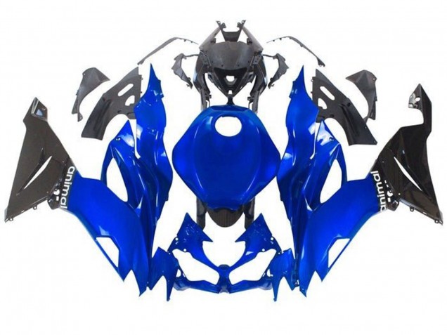 Carenagens Moto Kawasaki ZX6R 2019-2022 - Azul Preto Brilhante