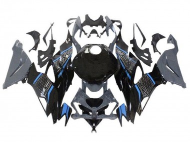 Carenagens Moto Kawasaki ZX6R 2019-2022 - Cinzento Azul Preto Honeycomb