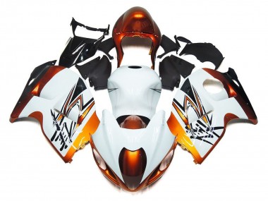 Carenagens Moto Suzuki GSXR 1300 Hayabusa 1996-2007 - Branco Laranja Preto