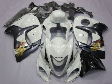 Carenagens Moto Suzuki GSXR 1300 Hayabusa 2008-2020 - Branco Cinzento Ouro Preto