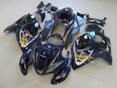 Carenagens Moto Suzuki GSXR 1300 Hayabusa 2008-2020 - Azul Escuro Preto Ouro Prata