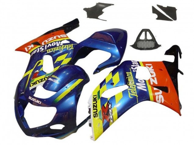 Carenagens Moto Suzuki GSXR1000 2000-2002 - Azul Amarelo Vermelho Telefonica Motul