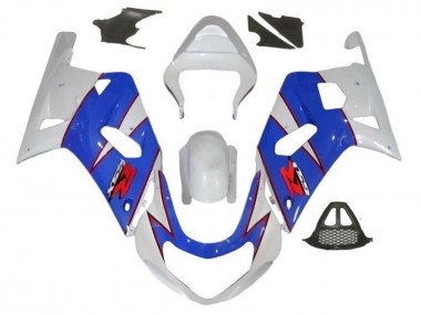 Carenagens Moto Suzuki GSXR1000 2000-2002 - Branco Azul Vermelho Risca de giz