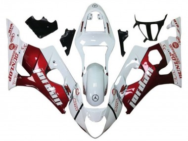 Carenagens Moto Suzuki GSXR 1000 2003-2004 - Branco Vermelho Jordan