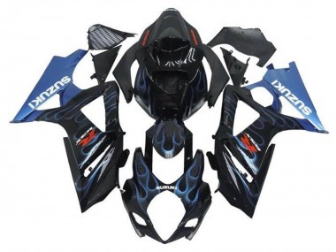 Carenagens Moto Suzuki GSXR 1000 2005-2006 - Preto Azul Claro Chama