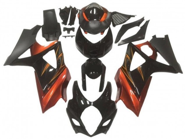 Carenagens Moto Suzuki GSXR 1000 2005-2006 - Preto Brilhante Preto Fosco Laranja