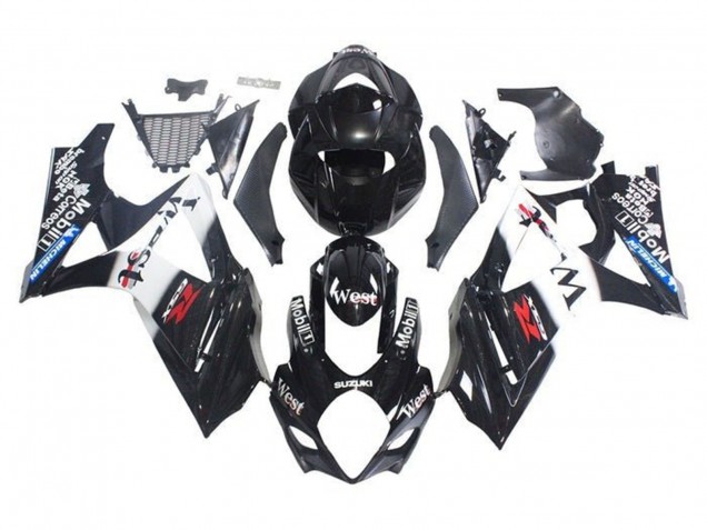 Carenagens Moto Suzuki GSXR 1000 2005-2006 - Preto Brilhante Branco West