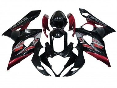 Carenagens Moto Suzuki GSXR 1000 2005-2006 - Preto Brilhante Vermelho Prata