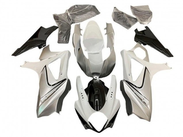 Carenagem Moto Suzuki GSXR 1000 2005-2006 - Branco Brilhante Prata Preto