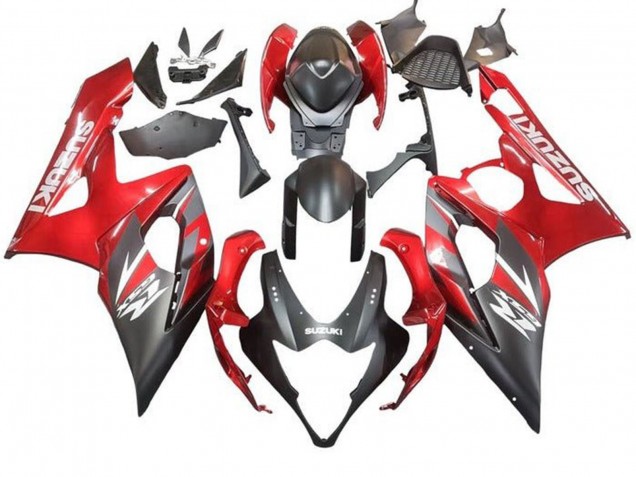 Carenagem Moto Suzuki GSXR 1000 2005-2006 - Preto Fosco Vermelho