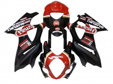 Carenagens Moto Suzuki GSXR 1000 2005-2006 - Preto Fosco Vermelho Lucky Strike