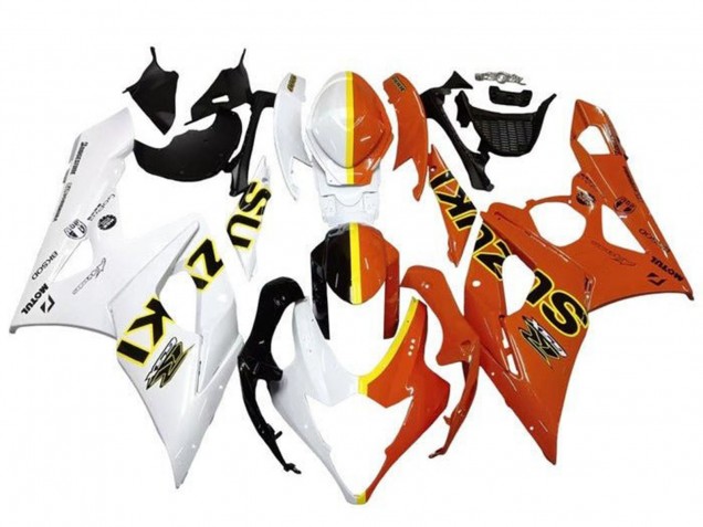 Carenagens Moto Suzuki GSXR 1000 2005-2006 - Branco Laranja Amarelo Divisão