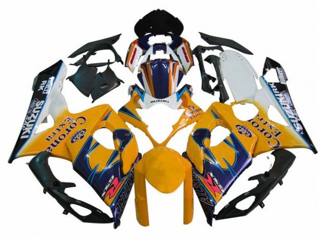 Carenagens Moto Suzuki GSXR 1000 2005-2006 - Branco Amarelo Azul Preto Corona