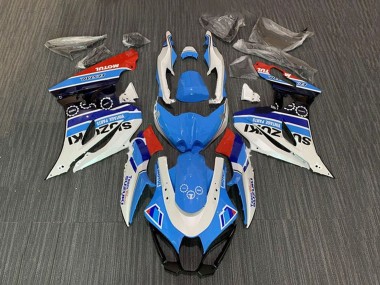 Carenagens Moto Suzuki GSXR1000 2017-2024 - Branco Azul Listra Vermelho Motul