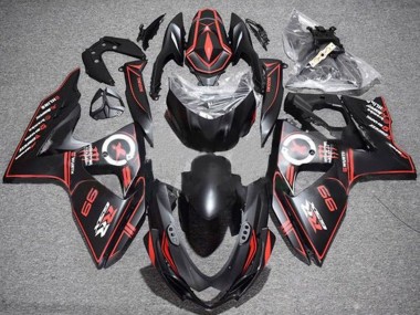 Carenagens Moto Suzuki GSXR 1000 2009-2016 - Preto Fosco Vermelho Risca de giz