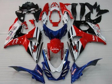 Carenagens Moto Suzuki GSXR 1000 2009-2016 - Branco Vermelho Azul Preto Listra