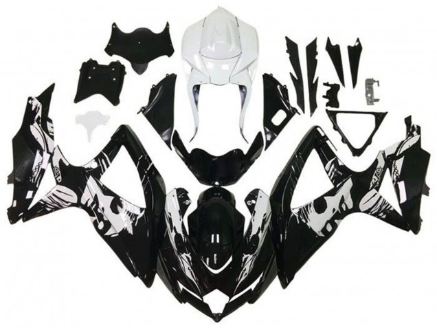 Carenagens Moto Suzuki GSXR 600 / GSXR 750 2008-2010 - Branco Preto Brilhante Leyla