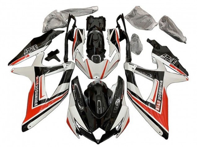 Carenagens Moto Suzuki GSXR 600 / GSXR 750 2008-2010 - Branco Laranja Preto Brilhante Yoshimura
