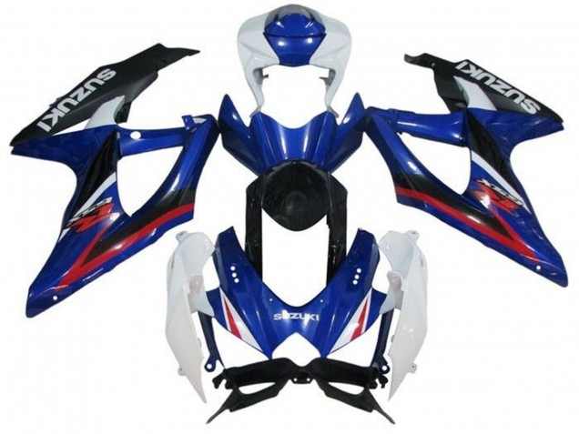 Carenagens Moto Suzuki GSXR 600 / GSXR 750 2008-2010 - Branco Azul Vermelho Preto