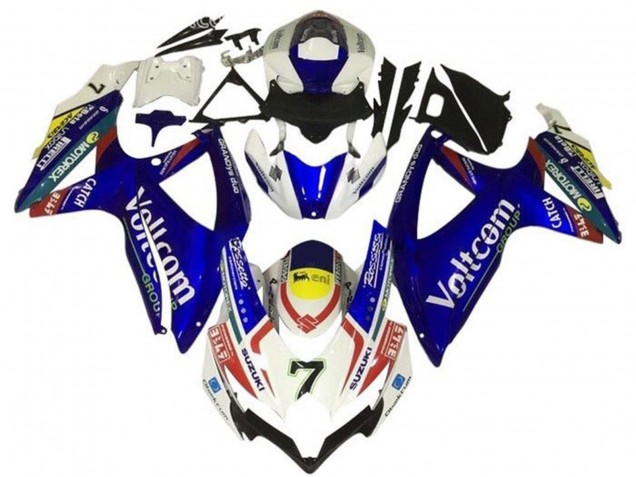 Carenagens Moto Suzuki GSXR 600 / GSXR 750 2008-2010 - Branco Azul Amarelo Vermelho Voltcom 7