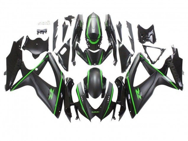 Carenagens Moto Suzuki GSXR 600 / GSXR 750 2008-2010 - Preto Fosco Verde Listra