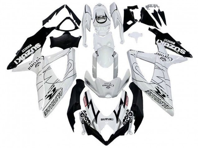 Carenagens Moto Suzuki GSXR 600 / GSXR 750 2008-2010 - Branco Preto Alstare Corona Extra Motul