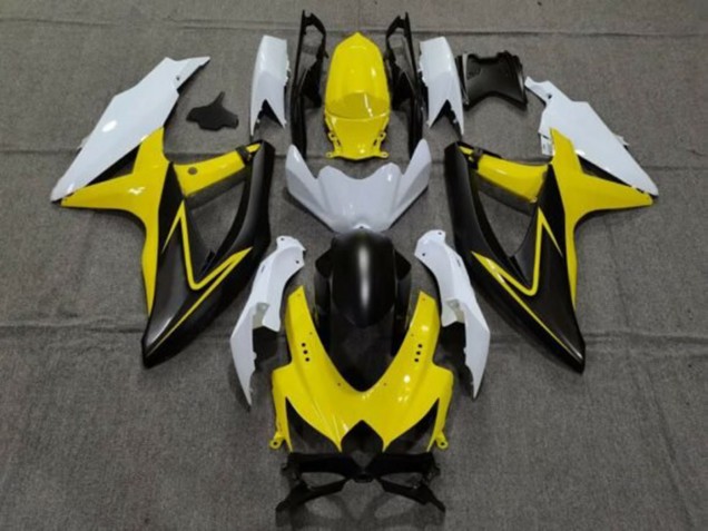 Carenagens Moto Suzuki GSXR 600 / GSXR 750 2008-2010 - Branco Amarelo Cinzento Preto