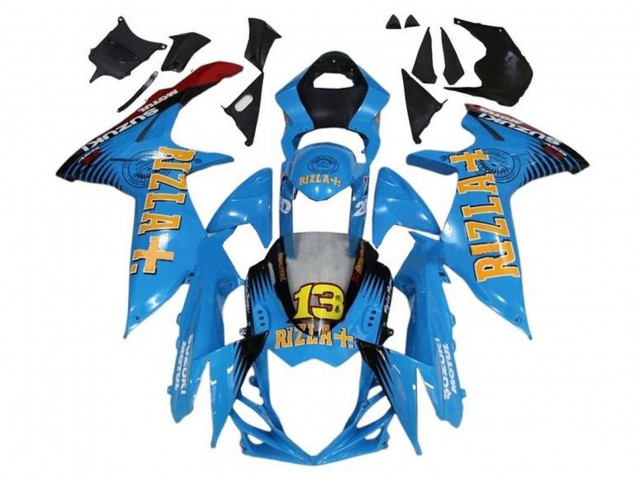 Carenagens Moto Suzuki GSXR 600 / GSXR 750 2011-2024 - Azul Amarelo Vermelho Preto Rizla 13