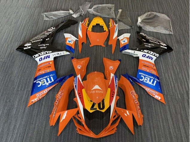 Carenagens Moto Suzuki GSXR 600 / GSXR 750 2011-2024 - Laranja Azul Branco Preto Amarelo 20