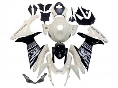 Carenagem Moto Suzuki GSXR 600 / GSXR 750 2011-2024 - Branco Preto Brilhante