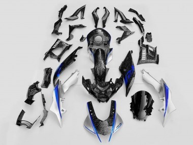 Carenagens Moto Yamaha YZF R3/R25 2019-2021 - Branco Azul Preto Forjado Fibra de Carbono Estilo