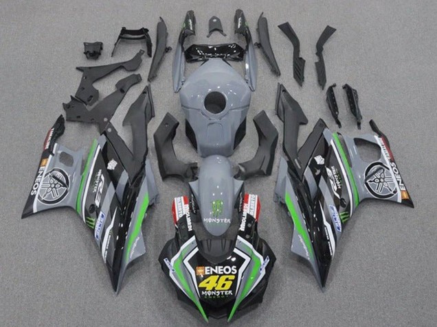 Carenagens Moto Yamaha YZF R3/R25 2019-2021 - Cinzento Preto Verde Preto ENEOS Monstro 46