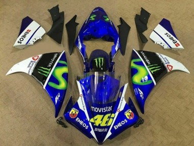 Carenagens Moto Yamaha YZF 1000 R1 2009-2011 - Azul Branco Preto Verde MoviStar Monstro