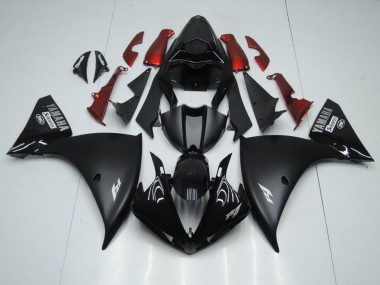 Carenagens Moto Yamaha YZF 1000 R1 2009-2011 - Preto Brilhante Preto Fosco Branco Decal Vermelho