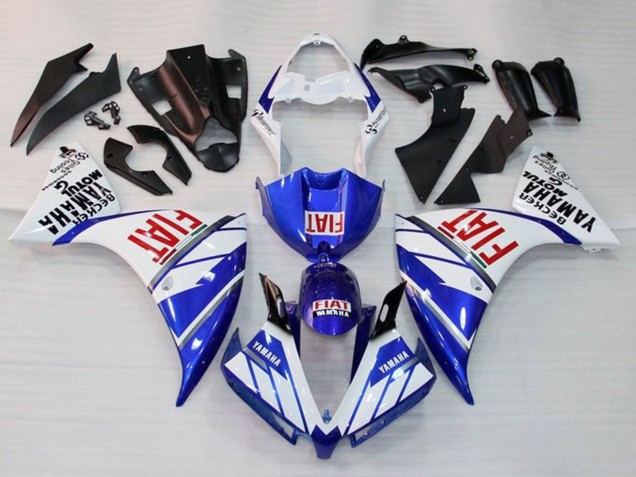 Carenagem Moto Yamaha YZF 1000 R1 2012-2014 - Branco Azul Vermelho Fiat